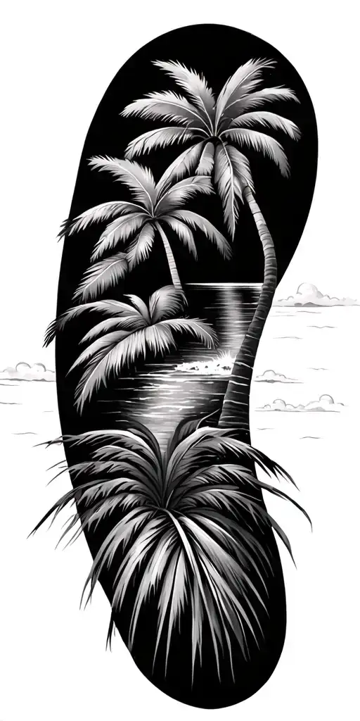 Miami Beach Scene With Palm Trees