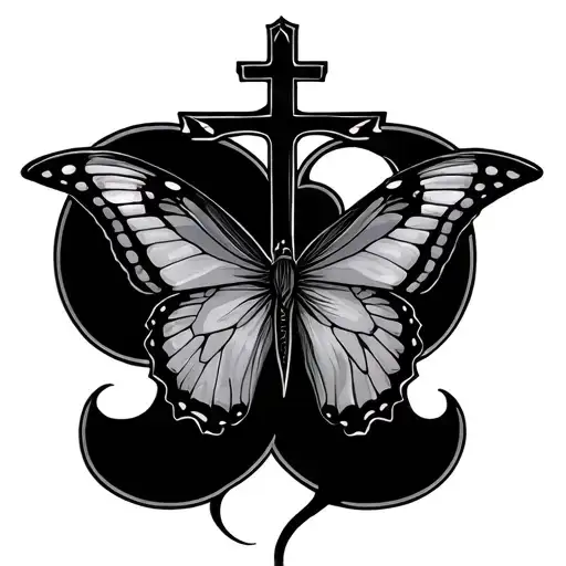 Cross And Butterfly P Letter