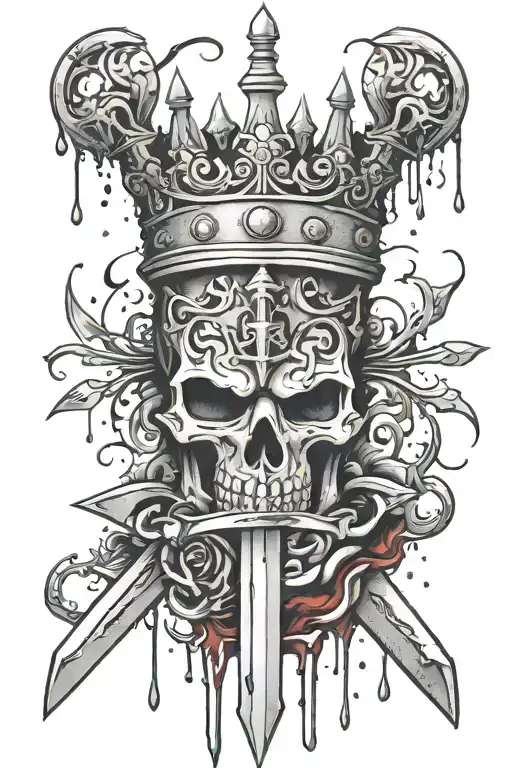 Sword And Crown In Blood Dripping