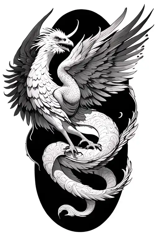 Phoenix Snaking Across The Upper Thigh