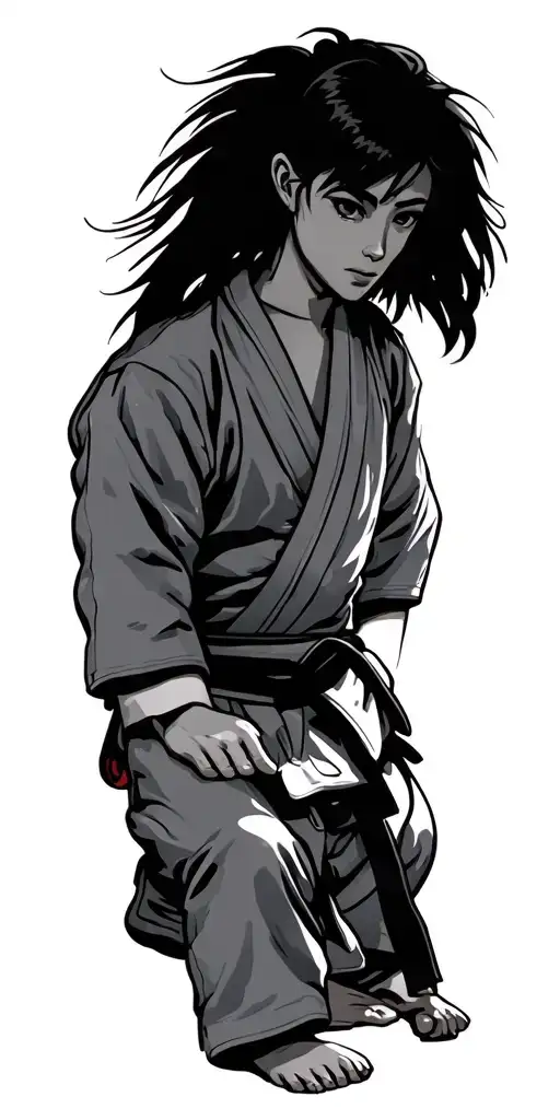 Judo Figter Sitting
