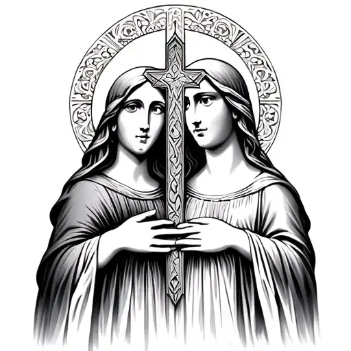 Cross Mother Holding Hands