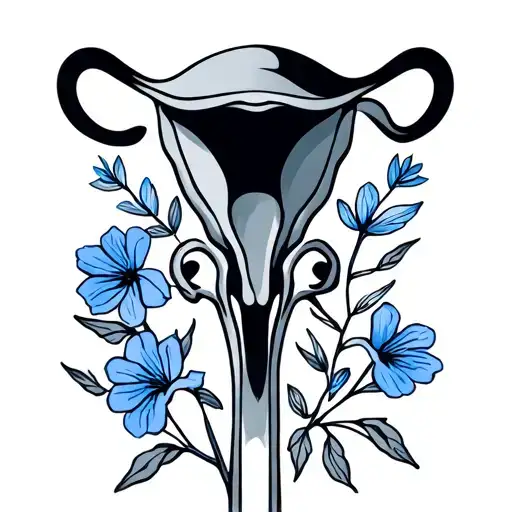 Minimalist Line Uterus Bluebonnet