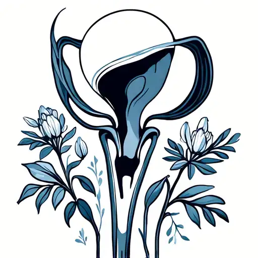 Minimalist Line Abstract Uterus Bluebonnet