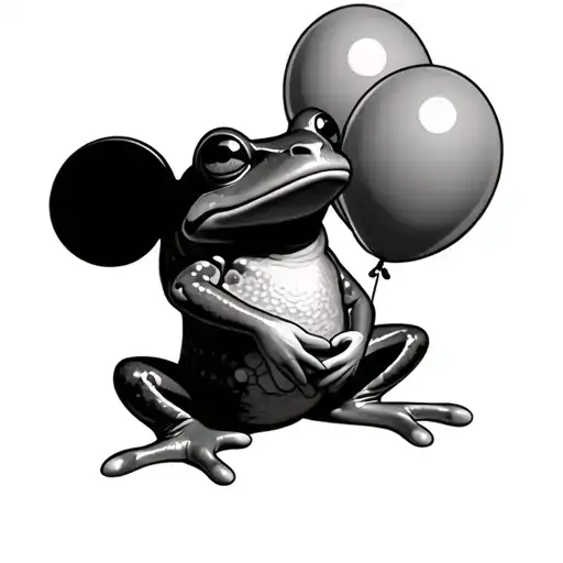 Frog Holding Mickey Ballons