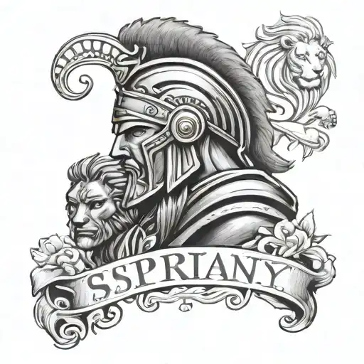 Spartan Warrior And Lion Head Blended With Family Quote