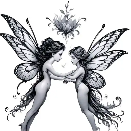 Two Faries Reaching For Eachother