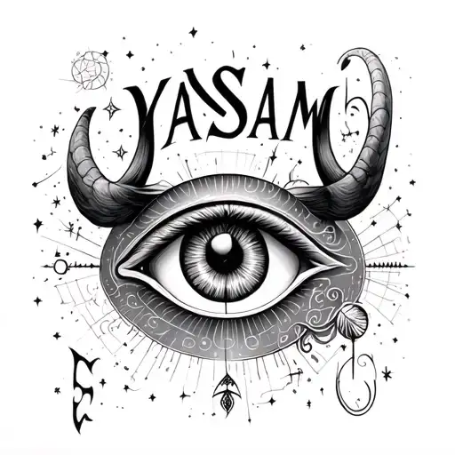 Name Yasam With Aries Constellation And Eye Of Horus