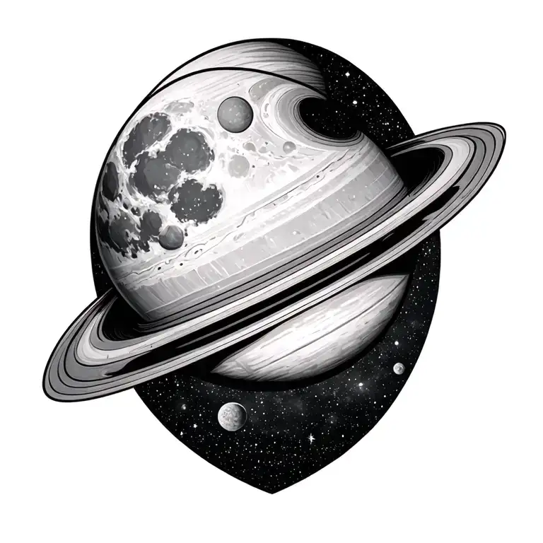 Moon And Saturn Planet
