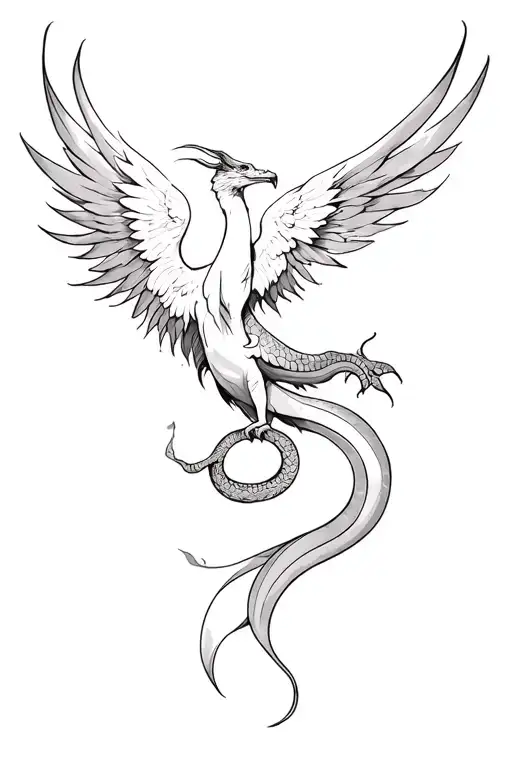 Phoenix Snaking Acorss Upper Thigh