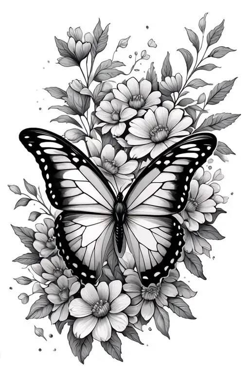 Butterfly With Flowers