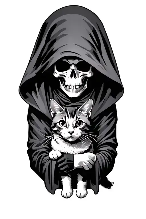 Grim Reaper Holding A Cat