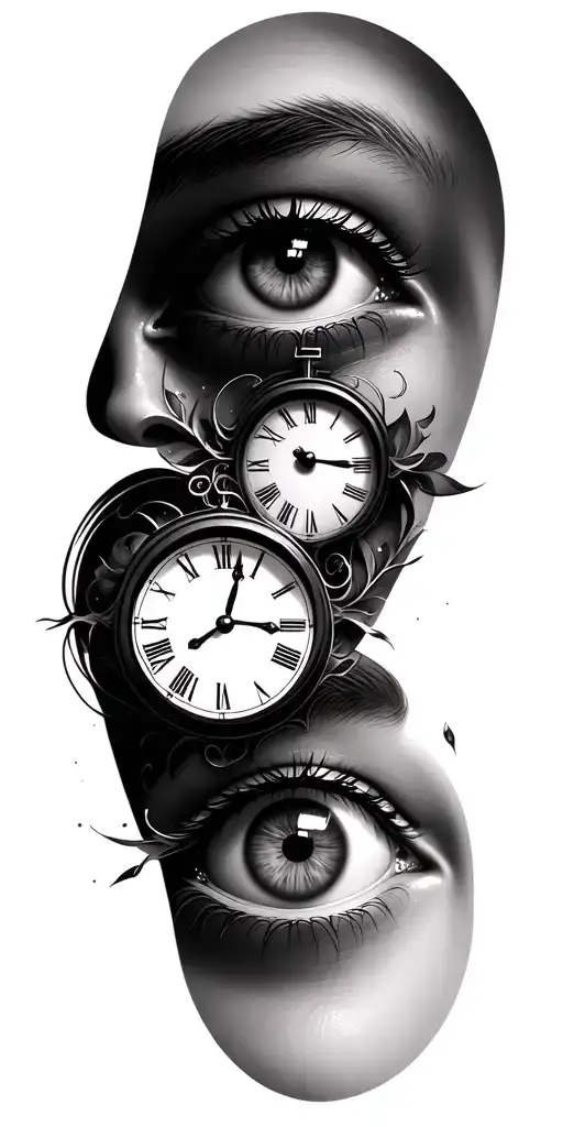 Eyes And Clocks Side By Side