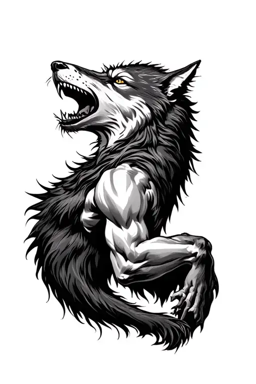 Werewolf Howling On Back Of Forearm