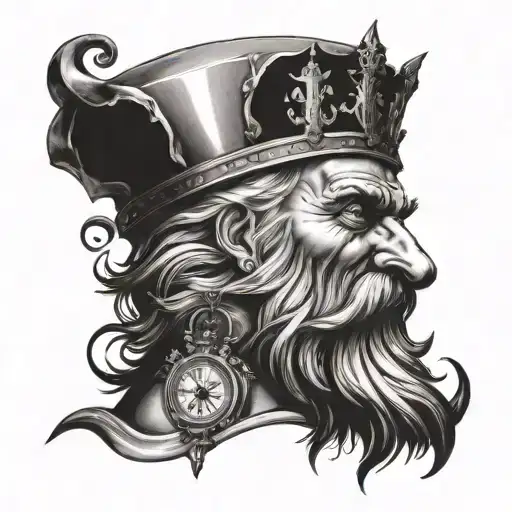 Father Time Wearing A Crown With Compass Coming Out Of Beard
