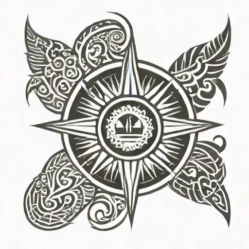 Tribal With Philippine Sun And Guam Seal