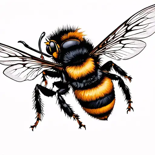 Art Nouveau Style Tattoo Featuring A Bumblebee Flying