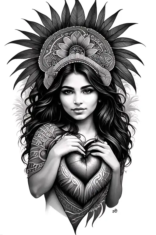 Woman With Her Polynesian Thread In Heart