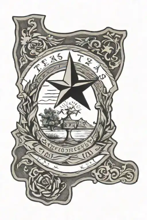 Texas Outline Lonestar State Seal