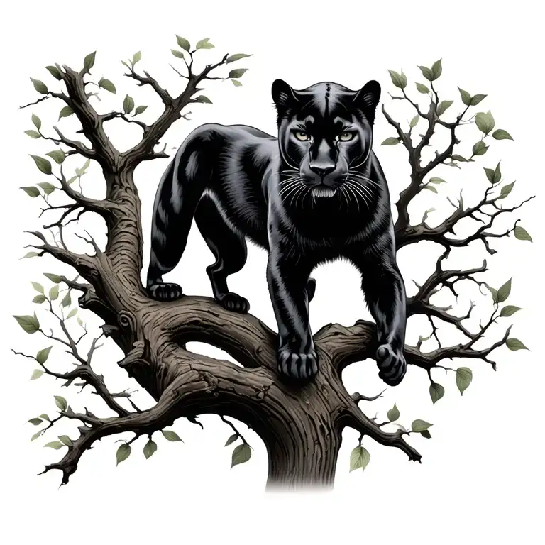 Black Panther On A Tree Branch