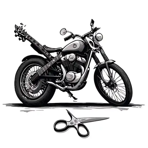 Bike And Cack And Guitar And Sport Car And Scissors For Hand