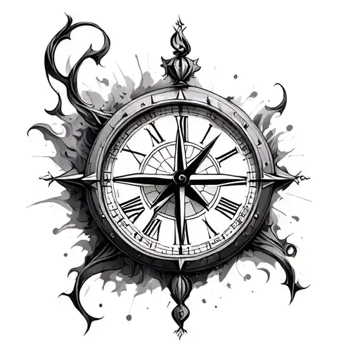 Clock With Compass Rose