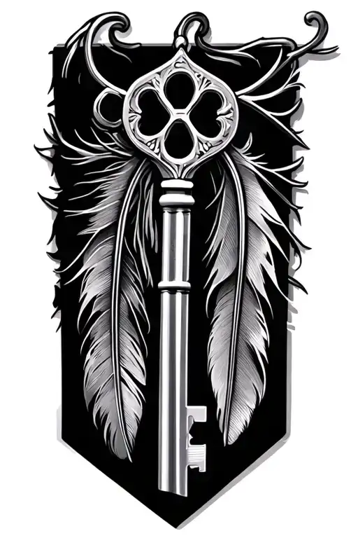 Key And Feathers Hanging