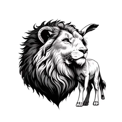 Ai A Forearm Tattoo Of Lion And The Lamb Aesthetic Tattoo From The Bible Looks Fierce