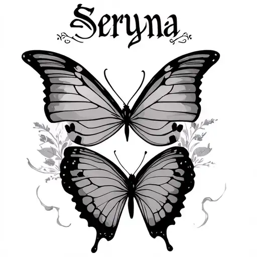 The Name Seryna With A Butterfly