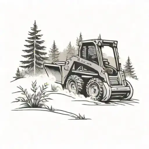 Skidsteer In Forest Scene