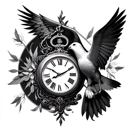 Arcangel San Miguel With Clock And Dove