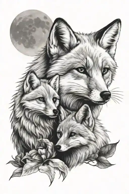 Artic Fox Dad And Daughter