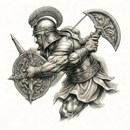 Greek Warrior Battling