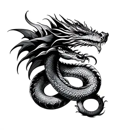 Dragon And Snake Together