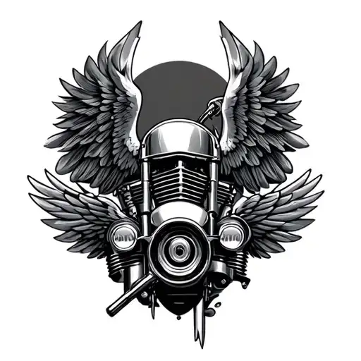 Winged V Twin Motorcycle Engine