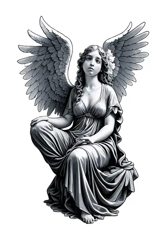 Sitting Angel Looking