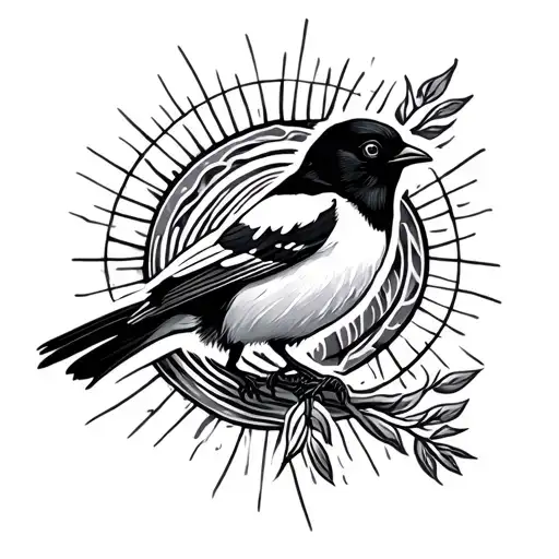 Magpie Bird Line Design Behind It