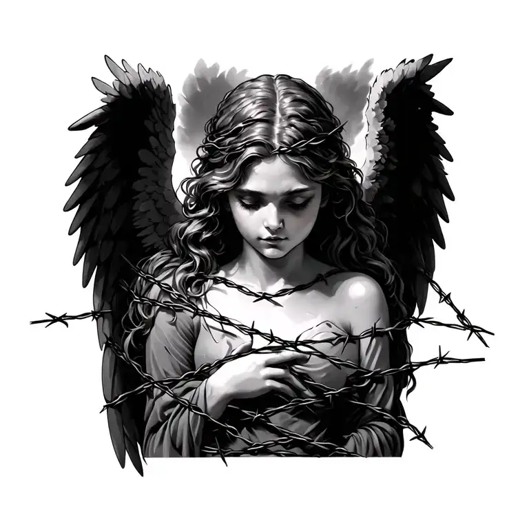 Angel Wrapped In Barbed Wire