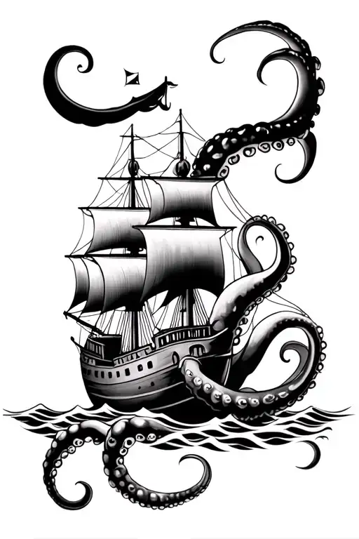 Ship And Octopus