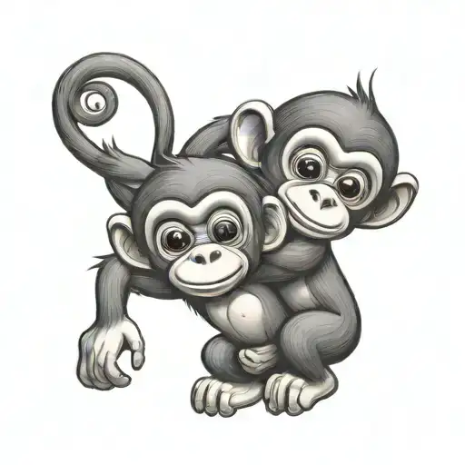 Hugging Cartoon Monkeys