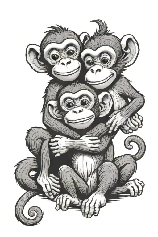 Hugging Cartoon Monkeys