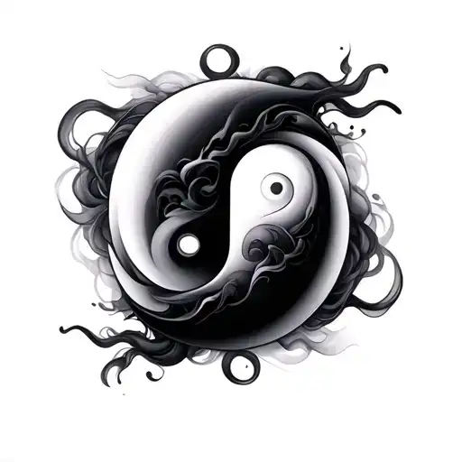 Ying And Yang With Smoke