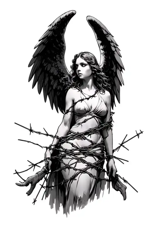 Angel Wrapped In Barbed Wire
