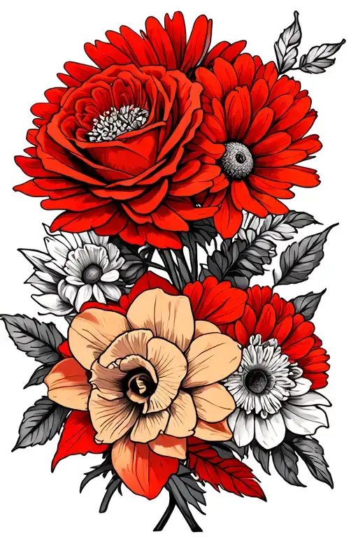 Roses Chrysanthemum Daffodils Bouquet