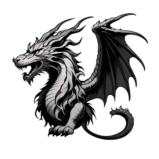 Dragon Head Dragon Body Lion Mane Dragon Wings Lion Tail