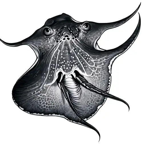 Stingray Polynisian On Back Tattoo Design