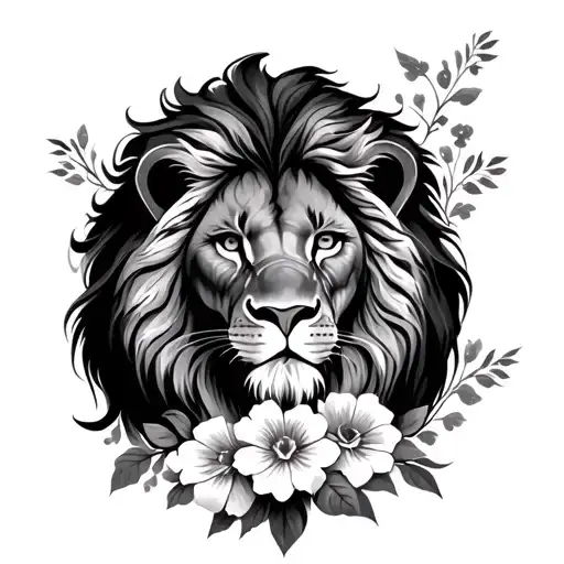 Lion With Flowers