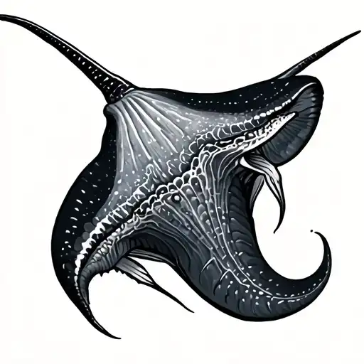 Stingray Polynisian On Back Tattoo Design Featuring