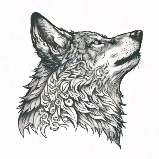 Black Wolf Facing White Wolf Howling