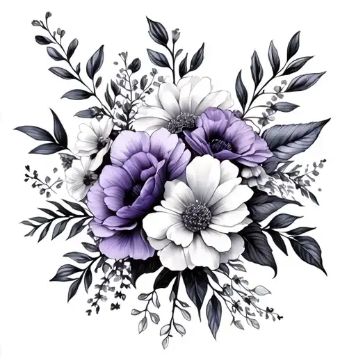 Dasiy Violet Bouquet Forarm Half Sleeve